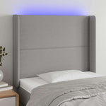 Világosszürke szövet LED-es fejtámla 93x16x118/128 cm