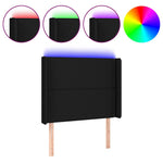 Fekete szövet LED-es fejtámla 93x16x118/128 cm 2