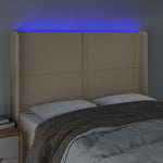 Krémszínű szövet LED-es fejtámla 147x16x118/128 cm 4