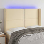 Krémszínű szövet LED-es fejtámla 147x16x118/128 cm