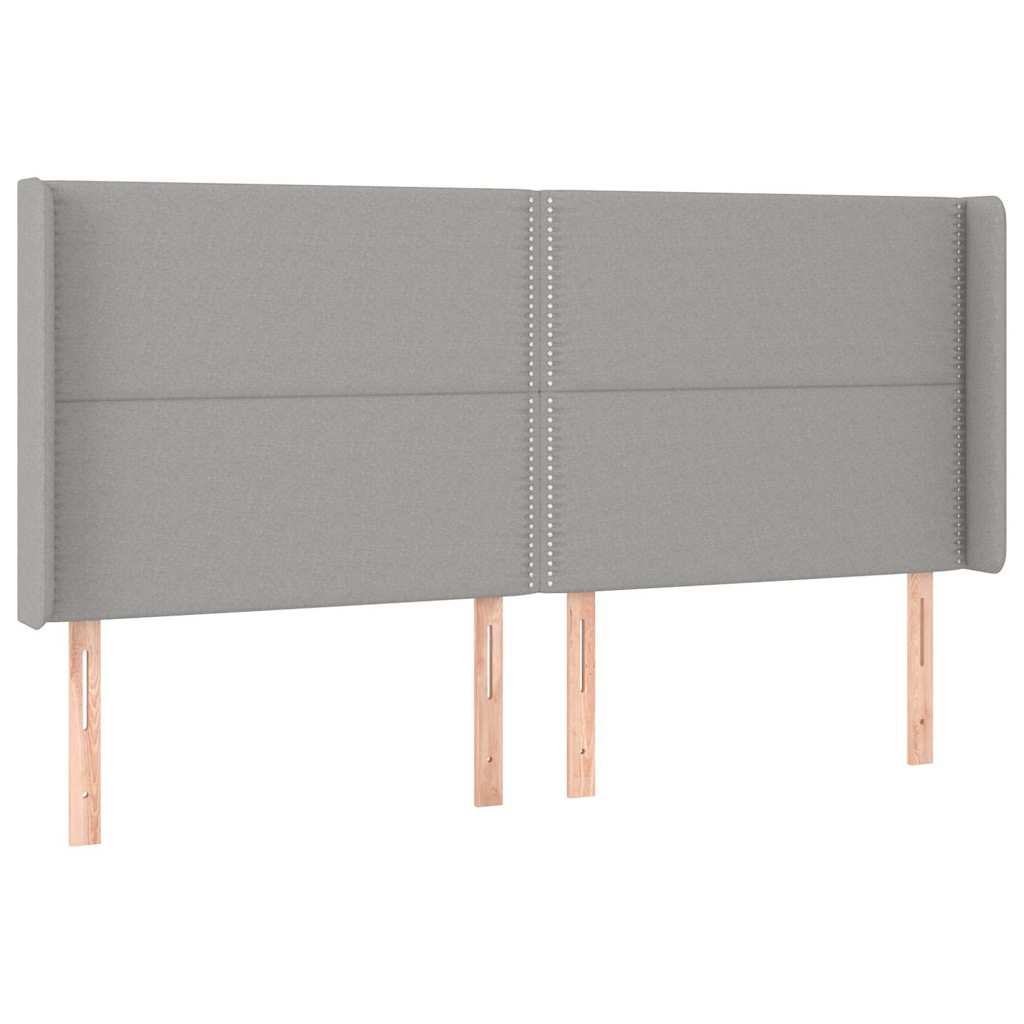 Világosszürke szövet LED-es fejtámla 183x16x118/128 cm 3
