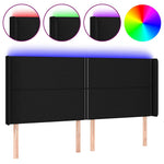 Fekete szövet LED-es fejtámla 183x16x118/128 cm 2
