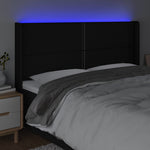 Fekete szövet LED-es fejtámla 183x16x118/128 cm 4