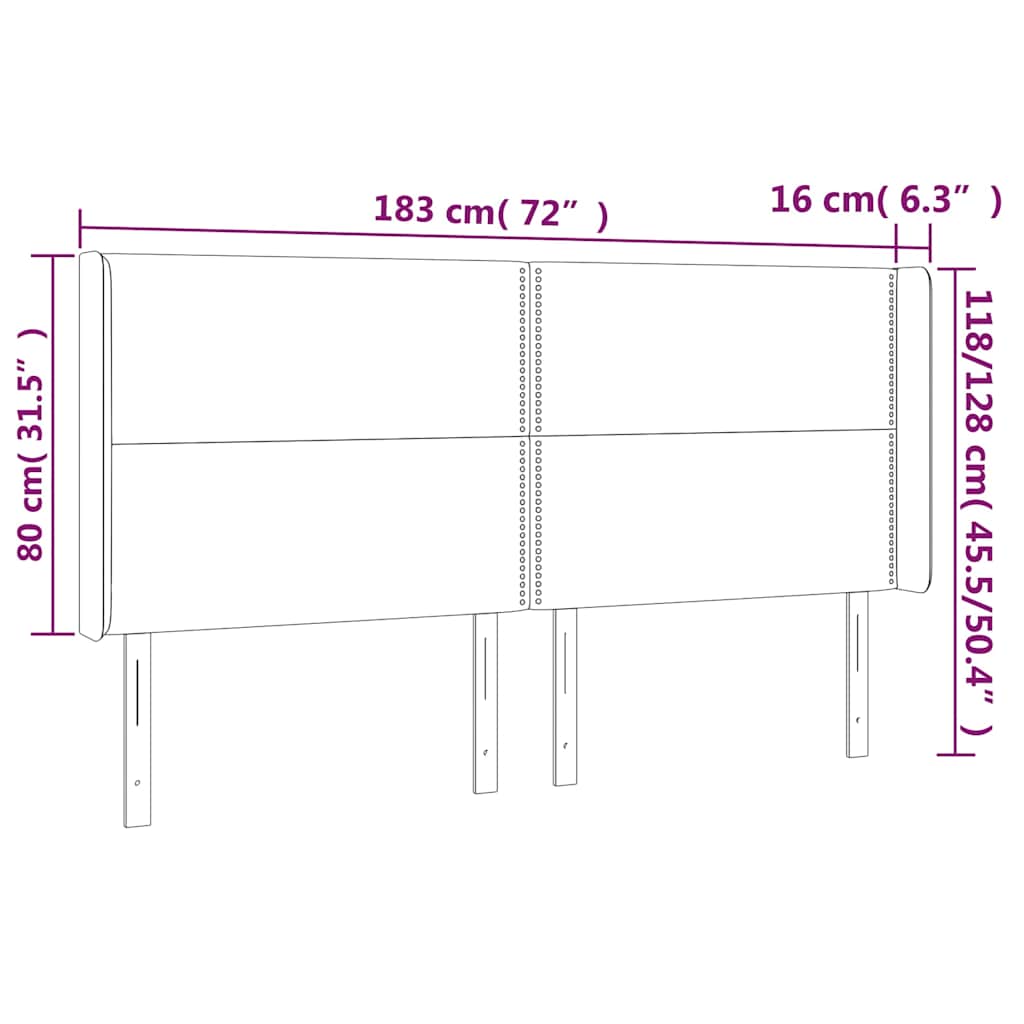Fekete szövet LED-es fejtámla 183x16x118/128 cm 6