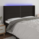 Fekete szövet LED-es fejtámla 183x16x118/128 cm