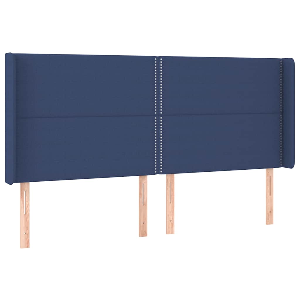 Kék szövet LED-es fejtámla 203x16x118/128 cm 3