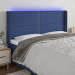 Kék szövet LED-es fejtámla 203x16x118/128 cm