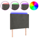 Sötétszürke bársony LED-es fejtámla 83x16x118/128 cm 2