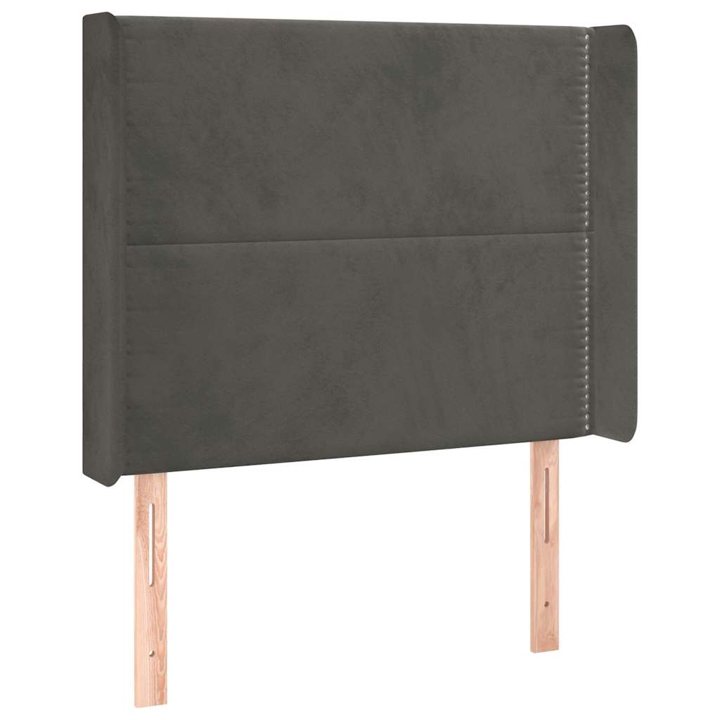 Sötétszürke bársony LED-es fejtámla 83x16x118/128 cm 3