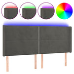 Sötétszürke bársony LED-es fejtámla 183x16x118/128 cm 2