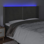 Sötétszürke bársony LED-es fejtámla 183x16x118/128 cm 4