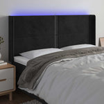 Fekete bársony LED-es fejtámla 203x16x118/128 cm