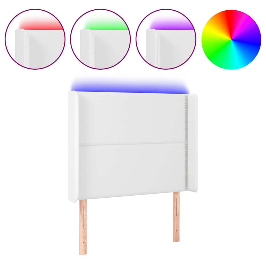Fehér műbőr LED-es fejtámla 103x16x118/128 cm 2