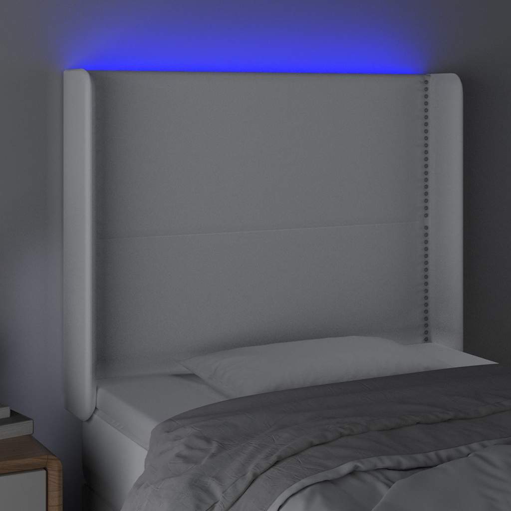 Fehér műbőr LED-es fejtámla 103x16x118/128 cm 4