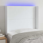 Fehér műbőr LED-es fejtámla 103x16x118/128 cm