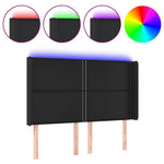 Fekete műbőr LED-es fejtámla 147x16x118/128 cm 2