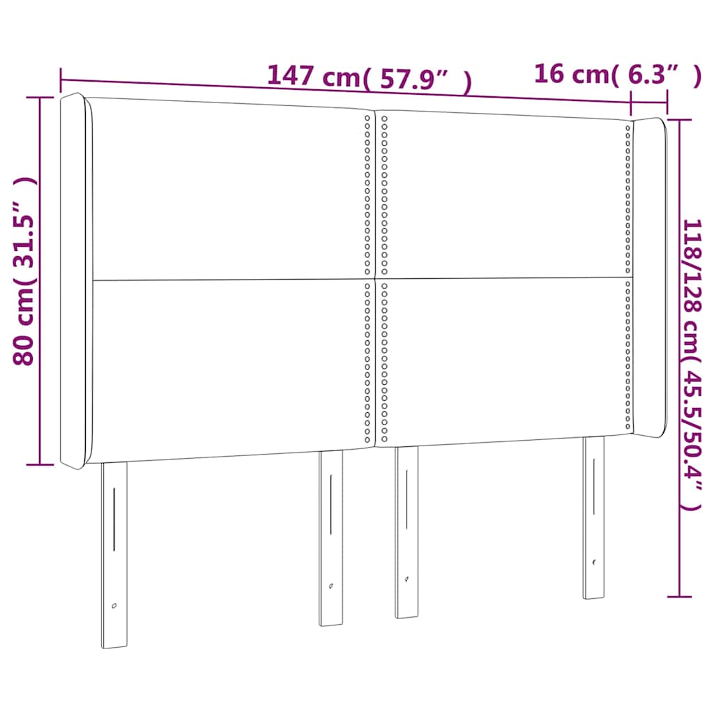 Fekete műbőr LED-es fejtámla 147x16x118/128 cm 6