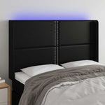 Fekete műbőr LED-es fejtámla 147x16x118/128 cm