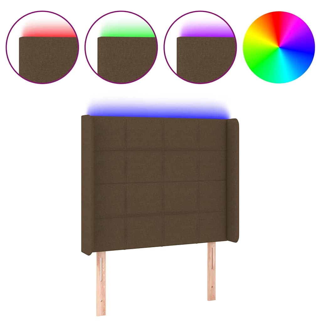 Sötétbarna szövet LED-es fejtámla 83x16x118/128 cm 2