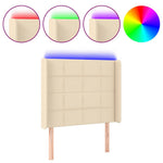 Krémszínű szövet LED-es fejtámla 83x16x118/128 cm 2