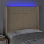 Krémszínű szövet LED-es fejtámla 83x16x118/128 cm 4