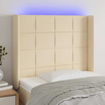 Krémszínű szövet LED-es fejtámla 83x16x118/128 cm