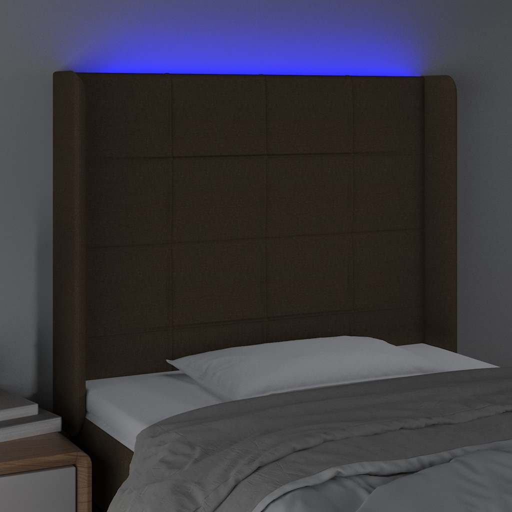 Sötétbarna szövet LED-es fejtámla 93x16x118/128 cm 4