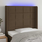 Sötétbarna szövet LED-es fejtámla 93x16x118/128 cm