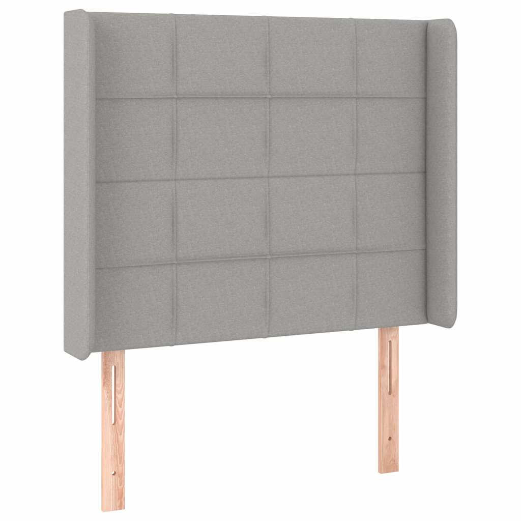 Világosszürke szövet LED-es fejtámla 103x16x118/128 cm 3