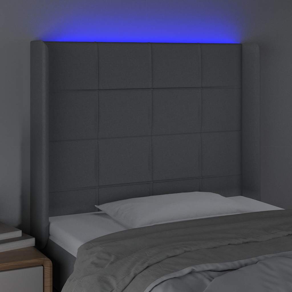 Világosszürke szövet LED-es fejtámla 103x16x118/128 cm 4