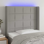 Világosszürke szövet LED-es fejtámla 103x16x118/128 cm