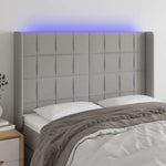 Világosszürke szövet LED-es fejtámla 147x16x118/128 cm