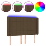 Sötétbarna szövet LED-es fejtámla 147x16x118/128 cm 2