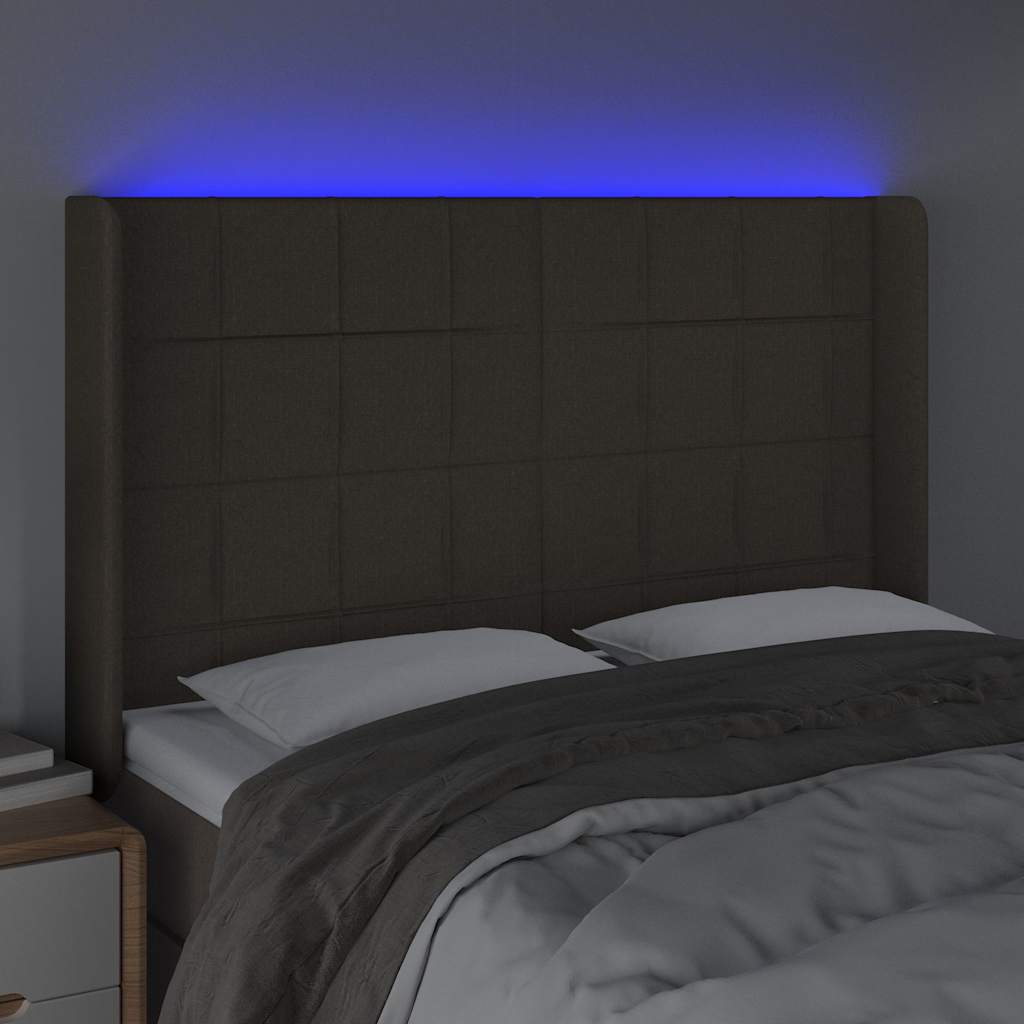 Tópszínű szövet LED-es fejtámla 147x16x118/128 cm 4