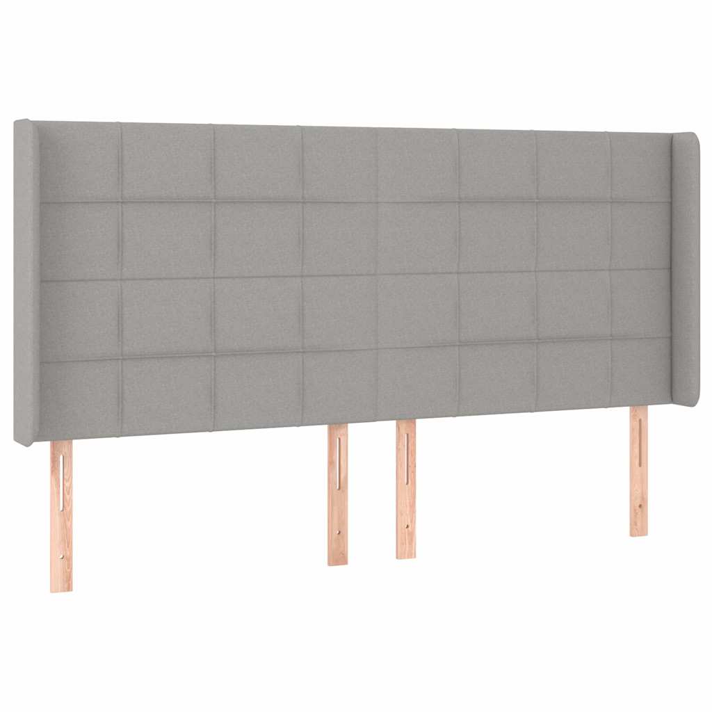 Világosszürke szövet LED-es fejtámla 163x16x118/128 cm 3