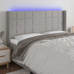 Világosszürke szövet LED-es fejtámla 163x16x118/128 cm