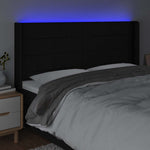 Fekete szövet LED-es fejtámla 163x16x118/128 cm 4