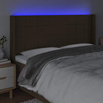 Sötétbarna szövet LED-es fejtámla 183x16x118/128 cm 4
