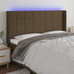 Sötétbarna szövet LED-es fejtámla 183x16x118/128 cm