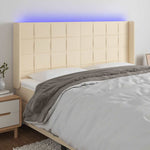 Krémszínű szövet LED-es fejtámla 183x16x118/128 cm