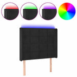 Fekete bársony LED-es fejtámla 83x16x118/128 cm 2