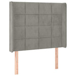 Világosszürke bársony LED-es fejtámla 93x16x118/128 cm 3