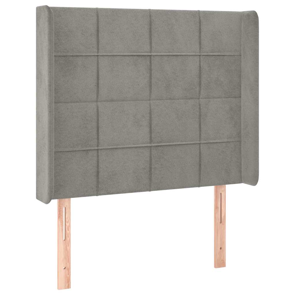 Világosszürke bársony LED-es fejtámla 93x16x118/128 cm 3