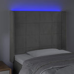 Világosszürke bársony LED-es fejtámla 93x16x118/128 cm 4