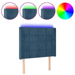 Sötétkék bársony LED-es fejtámla 103x16x118/128 cm 2