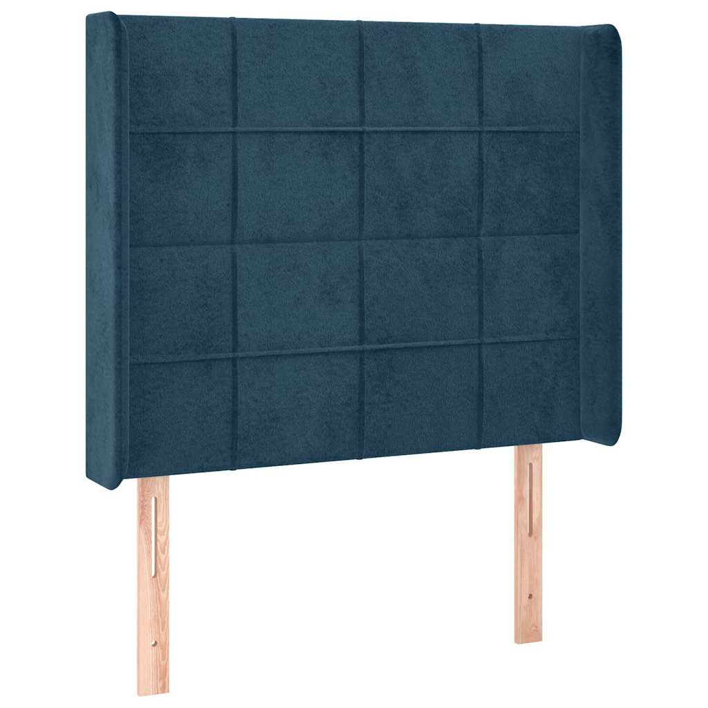 Sötétkék bársony LED-es fejtámla 103x16x118/128 cm 3