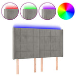 Világosszürke bársony LED-es fejtámla 147x16x118/128 cm 2