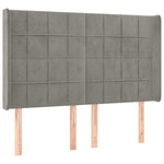 Világosszürke bársony LED-es fejtámla 147x16x118/128 cm 3