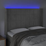 Világosszürke bársony LED-es fejtámla 147x16x118/128 cm 4