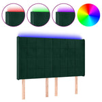 Sötétzöld bársony LED-es fejtámla 147x16x118/128 cm 2